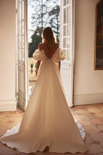 high neck off the shoulder wedding dress Off The Shoulder Soft Satin Wedding Dresses High Split Chic Noivas ZW9   TANYA BRIDAL
