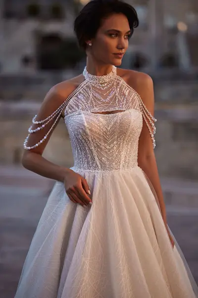 grey designer dresses Mermaid Deep V-Neck Sweep Train Tulle Prom Dress US6 / Custom Color Hedge Taft Dress - Size:14US/46FR/18UK COLLECTION all engagement rings Detachable Overskirt